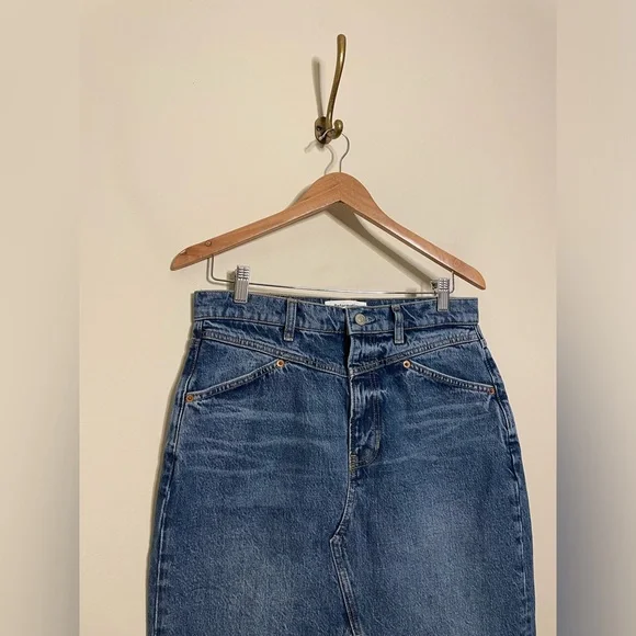 Reformation Jagger Denim Midi Skirt in Hemlock